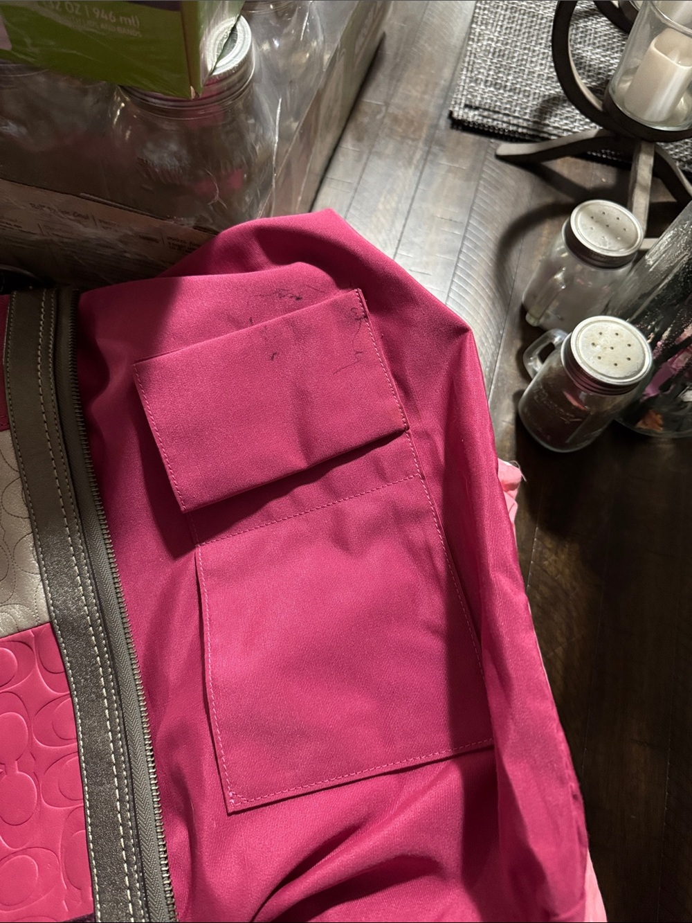 Coach Patchwork Shoulder Bag in Burgundy, Gray and Pink - Picture 5 of 9